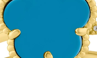 Cz By Kenneth Jay Lane Women's Look Of Real 14k Goldplated, Synthetic Turquoise & Cubic Zirconia Clover Wrap Ring In Turquoise/ Gold