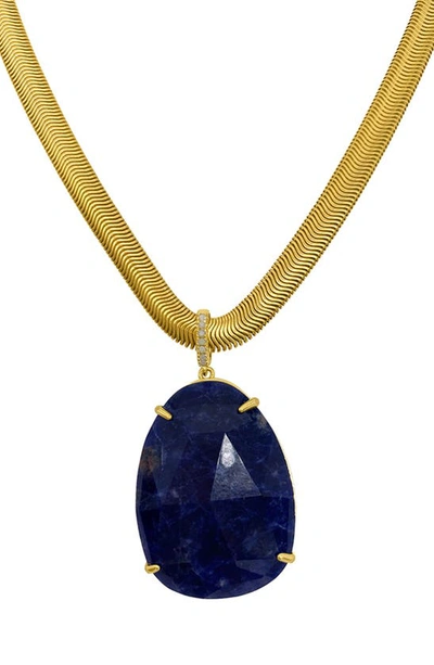 Shop Adornia Fine Pear Cut Sapphire & Diamond Pendant Necklace In Yellow
