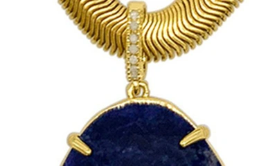 Shop Adornia Fine Pear Cut Sapphire & Diamond Pendant Necklace In Yellow