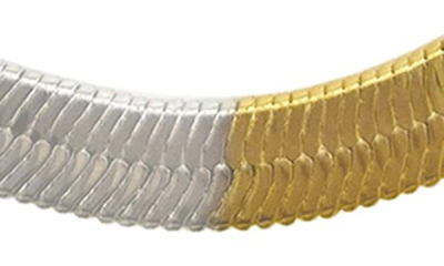 Shop Adornia Water Resistant Two-tone Herringbone Chain Necklace In Multi