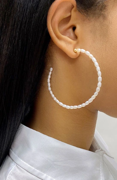 Shop Adornia Fine Water Resistant 5–5.5mm Freshwater Seed Pearl Hoop Earrings In White