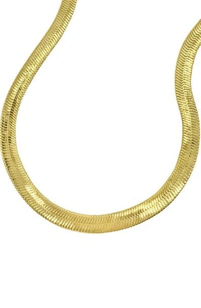 Shop Adornia Water Resistant Herringbone Chain Necklace In Yellow