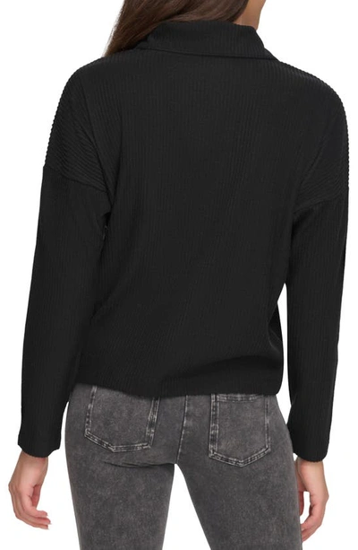 Shop Andrew Marc Sport Long Sleeve Ribbed Top In Black