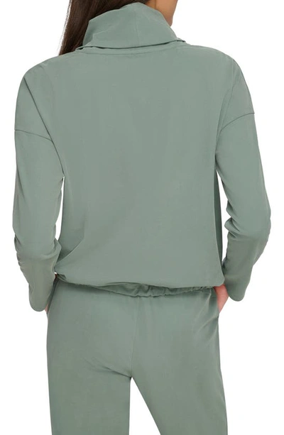 Andrew Marc Sport Sueded Piqué Pullover Sweatshirt In Fern
