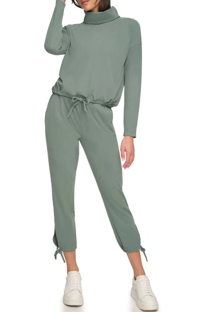 Andrew Marc Sport Sueded Piqué Pullover Sweatshirt In Fern