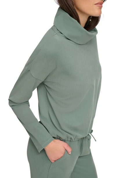 Andrew Marc Sport Sueded Piqué Pullover Sweatshirt In Fern