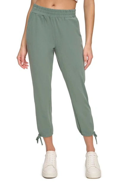 Shop Andrew Marc Sport Sueded Piqué Ankle Crop Joggers In Fern
