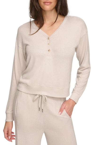 Shop Andrew Marc Sport Hacci Long Sleeve Crop Henley In Twine