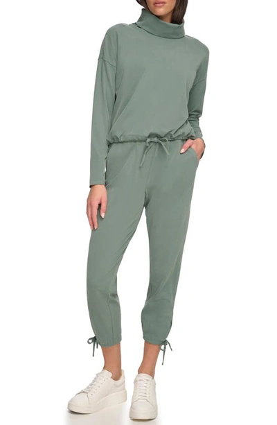 Andrew Marc Sport Sueded Piqué Ankle Crop Joggers In Fern