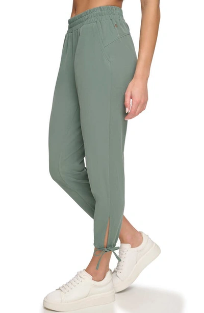Andrew Marc Sport Sueded Piqué Ankle Crop Joggers In Fern