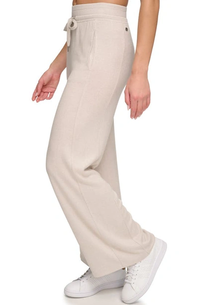 Andrew Marc Sport Hacci Wide Leg Drawstring Pants In Twine