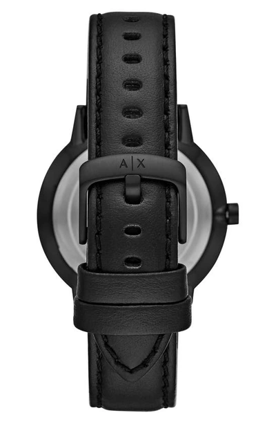 Armani Exchange Ax  Leather Strap Watch, 42mm In Black