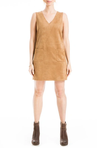 Max Studio Faux Suede Sleeveless Minidress In Vicuna