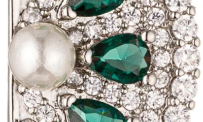 Shop Eye Candy Los Angeles Lime Slice Imitation Pearl & Cubic Zirconia Stud Earrings In Silver