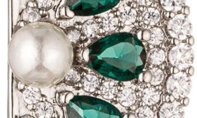 Eye Candy Los Angeles Lime Slice Imitation Pearl & Cubic Zirconia Stud Earrings In Silver