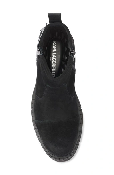 Karl Lagerfeld Double Buckle Suede Engineer Boot In Black