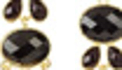 Shop Olivia Welles Rainfall Stone Earrings In Gold/ Black