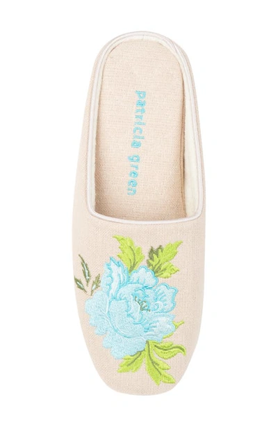 Shop Patricia Green Embroidered Peony Slipper In Linen