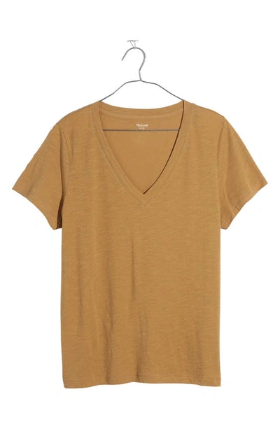 Shop Madewell Whisper Cotton V-neck T-shirt In Golden Oak