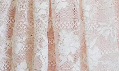 Popatu Cap Sleeve Floral Overlay Dress In Peach