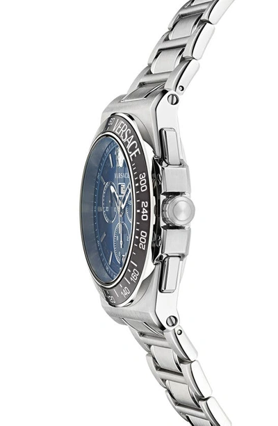 Shop Versace Greca Extreme Bracelet Chronograph Watch, 45mm In Stainless Steel