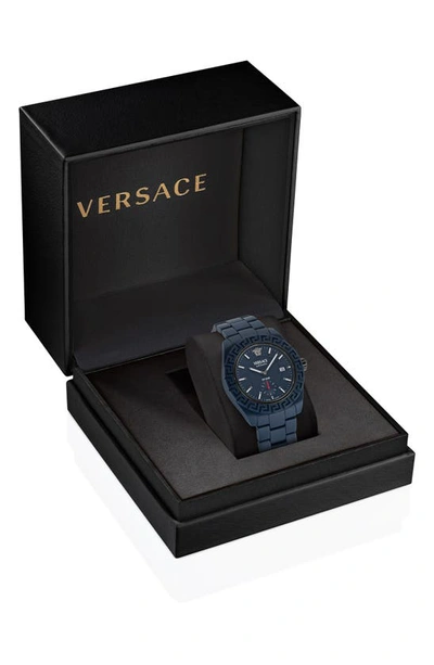 Shop Versace Dv One Ceramic Bracelet Chronograph Watch, 43mm In Blue Ceramic