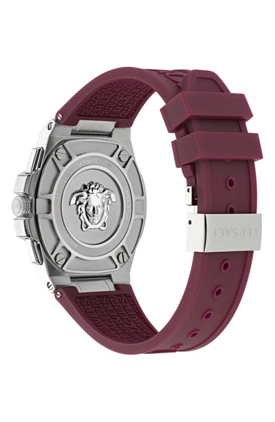 Shop Versace Greca Extreme Silicone Strap Chronograph Watch, 45mm In Stainless Steel