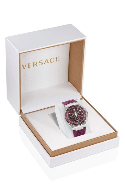 Shop Versace Greca Extreme Silicone Strap Chronograph Watch, 45mm In Stainless Steel