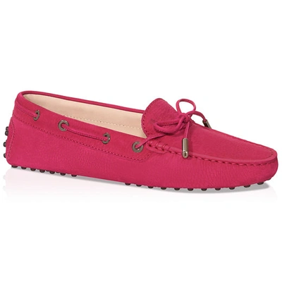 Tod's Gommino Driving Shoes In Nubuck In Pink