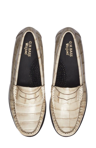 Shop Gh Bass Whitney Croc Embossed Penny Loafer In Grey