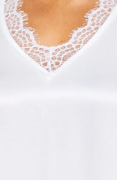 Shop Estelle Alessandra Lace Trim Satin Tank Top In Milk