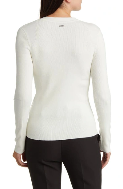 Shop Hugo Boss Faramena Rib Henley Sweater In Soft Cream
