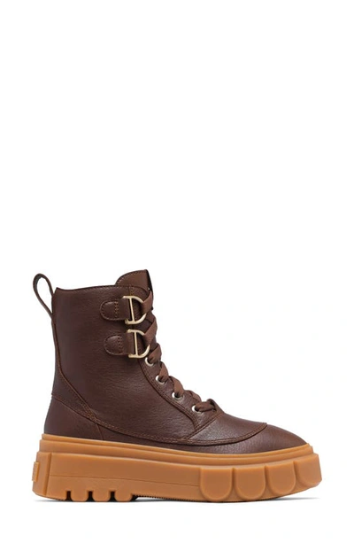 Shop Sorel Caribou X Waterproof Leather Lace-up Boot In Tobacco/ Gum 10