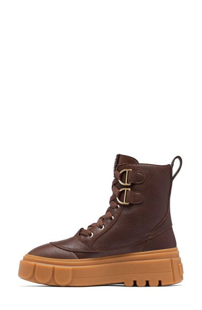 Shop Sorel Caribou X Waterproof Leather Lace-up Boot In Tobacco/ Gum 10