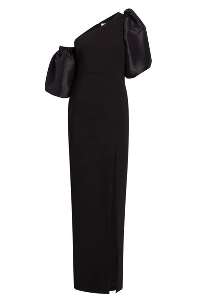 Likely Natasha One-shoulder Puff Sleeve Gown In Black