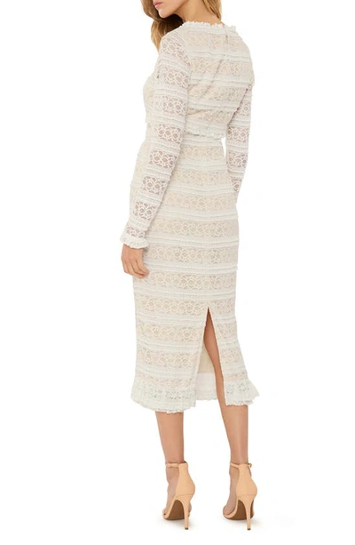 Shop Likely Lidia Lace Long Sleeve Sheath Dress In White