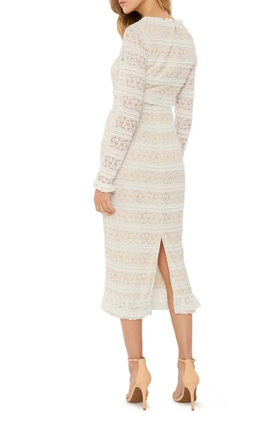Likely Lidia Lace Long Sleeve Sheath Dress In White