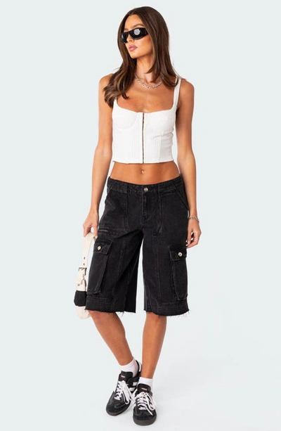Edikted Women's Isadora Ribbed Corset Top In White