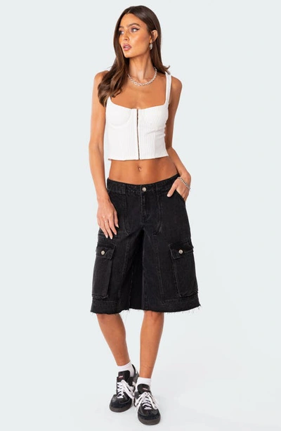 Edikted Women's Isadora Ribbed Corset Top In White