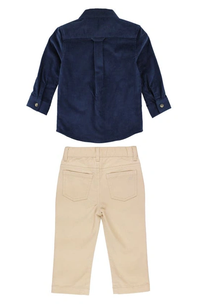 Shop Ruggedbutts Kids' Corduroy Button-down Shirt & Chino Pants In Navy