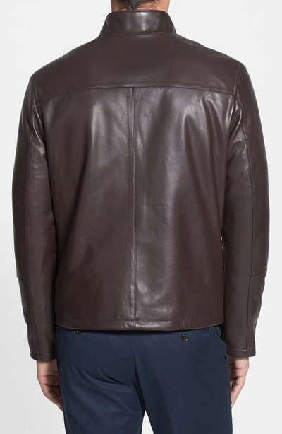 Cole Haan Streamlined Moto Leather Jacket In Java