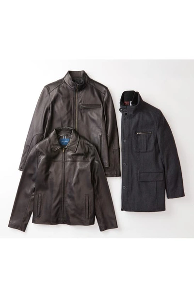 Cole Haan Streamlined Moto Leather Jacket In Java