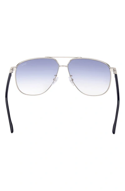 Shop Bmw 61mm Gradient Geometric Sunglasses In Shiny Palladium/ Gradient Blue