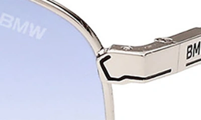 Shop Bmw 61mm Gradient Geometric Sunglasses In Shiny Palladium/ Gradient Blue