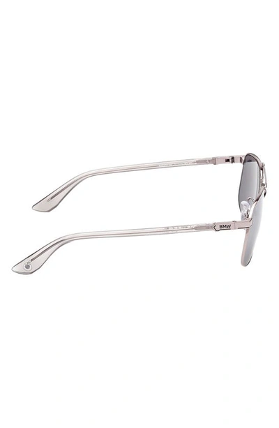 Shop Bmw 57mm Mirrored Square Sunglasses In Shiny Palladium/ Smoke Mirror