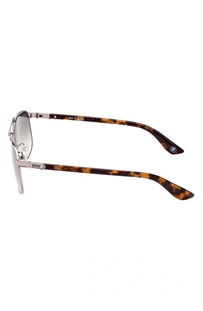Shop Bmw 57mm Square Sunglasses In Shiny Palladium/ Gradient Grn