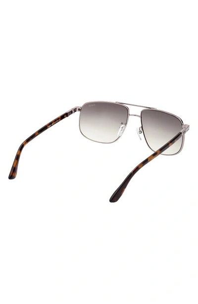 Shop Bmw 57mm Square Sunglasses In Shiny Palladium/ Gradient Grn