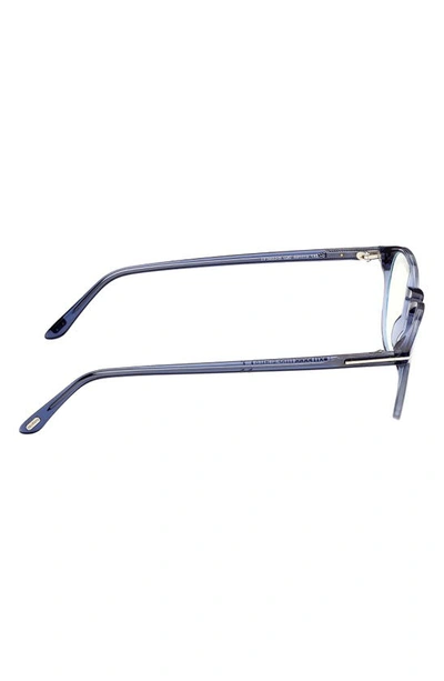 Tom Ford 51mm Round Blue Light Blocking Optical Glasses In Shiny Blue
