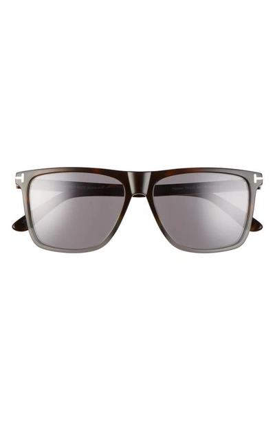 Shop Tom Ford Fletcher 57mm Sunglasses In Multi Havana/ Smoke Mirror