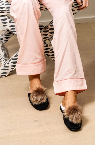 Patricia Green Pretty Pouf Slipper In Black/ Tan